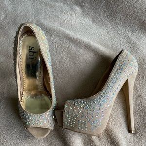 Size 7- Tall Heels- Rhinestone Covered- Journeys